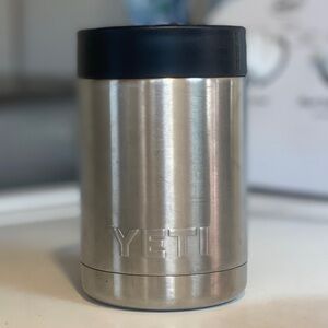 YETI Stainless Steel and Black Can Cooler
